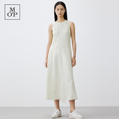 新款 Polo Marc MOP 2025夏季 亚麻轻薄透气圆领无袖 梨形连衣裙女