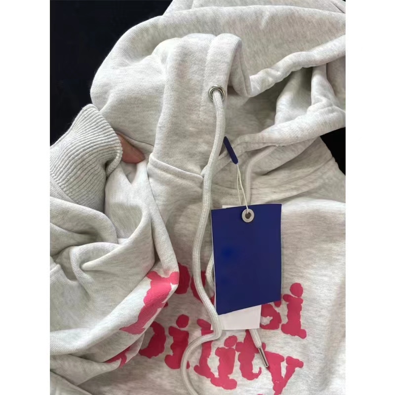 美式复古oversize连帽加绒卫衣女