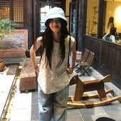 花朵无袖 T恤女夏设计感小众减龄上衣宽松显瘦慵懒甜美背心娃娃衫