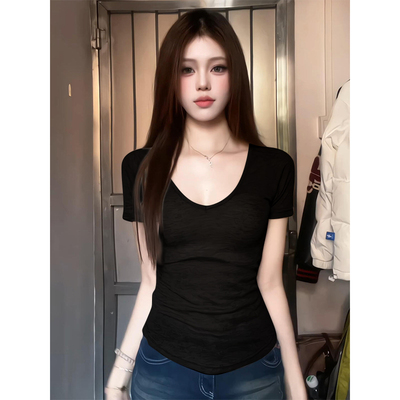 辣妹短款修身微透薄款短袖ZT恤