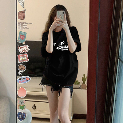 美式潮牌字母宽松短袖T恤女