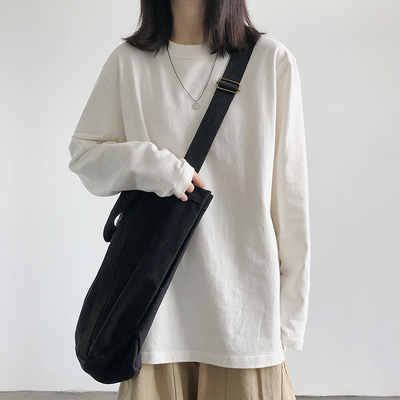 纯色百搭宽松显瘦长袖打底T恤女