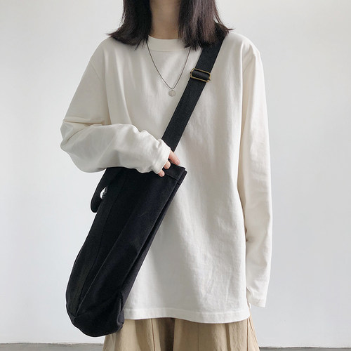 纯色百搭宽松显瘦长袖打底T恤女