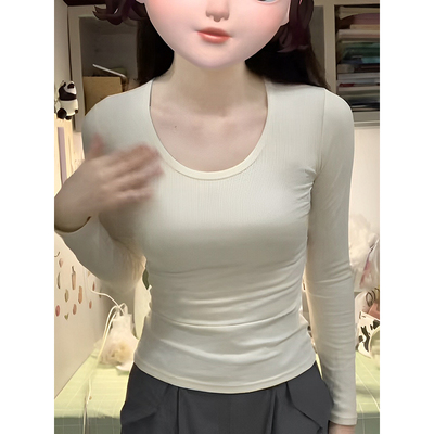 设计感辣妹短款修身长袖T恤女