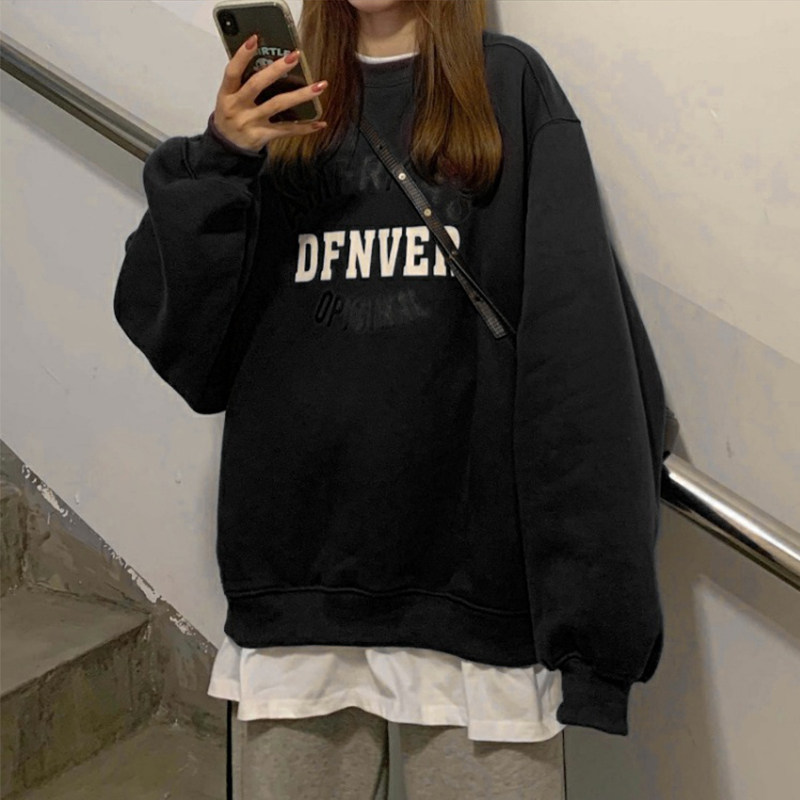 ins超火加绒卫衣女秋冬oversize假两件外套韩版潮学生宽松上衣服,女装/女士精品,卫衣/绒衫,淘宝优惠券,粉丝福利购,淘宝优惠卷