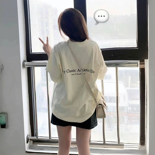 Ретро хлопковая сексуальная футболка с коротким рукавом, в американском стиле, свободный крой, короткий рукав