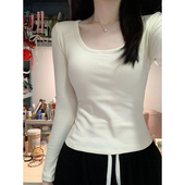 U领德绒打底衫 百搭磨毛上衣加绒保暖T恤 修身 女秋冬内搭短款 小衫