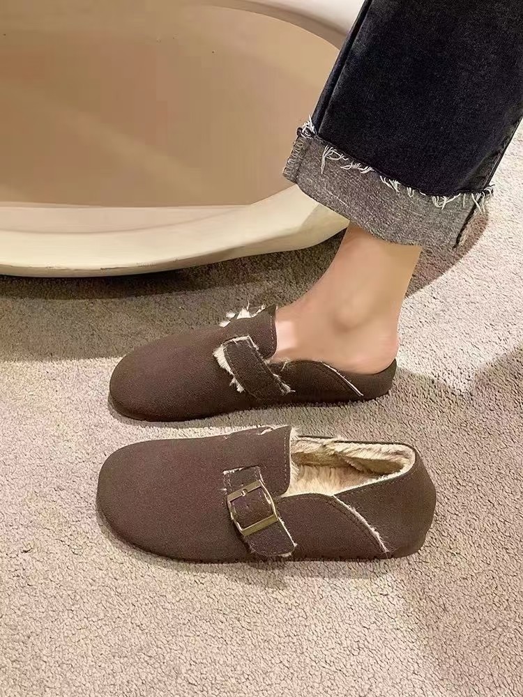 高跟包头复古真皮勃肯鞋加绒懒人单鞋软底毛毛鞋外穿保暖雪地靴,女鞋,乐福鞋（豆豆鞋）,淘宝优惠券,粉丝福利购,淘宝优惠卷