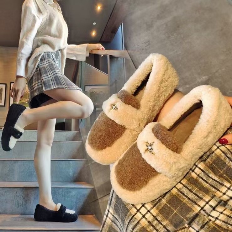 加绒毛毛鞋低帮浅口软底豆豆鞋舒适时尚小单鞋女鞋保暖雪地靴时装,女鞋,乐福鞋（豆豆鞋）,淘宝优惠券,粉丝福利购,淘宝优惠卷