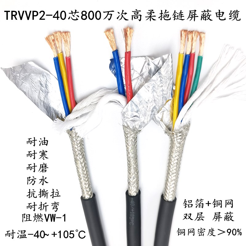 trvvp高柔性拖链屏蔽电缆2 3 4芯0.3 0.5 0.75 1.5平方雕刻机电缆