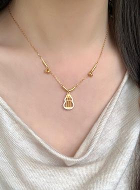 秋冬新款S925纯银如意算盘葫芦项链女轻奢高级感小众设计锁骨链