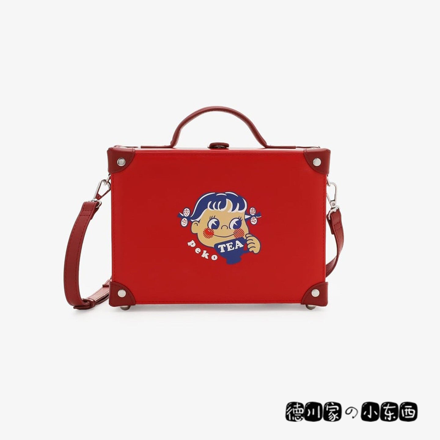 日本代购 动漫红色小皮箱 单肩包 斜挎包 不二家 牛奶妹