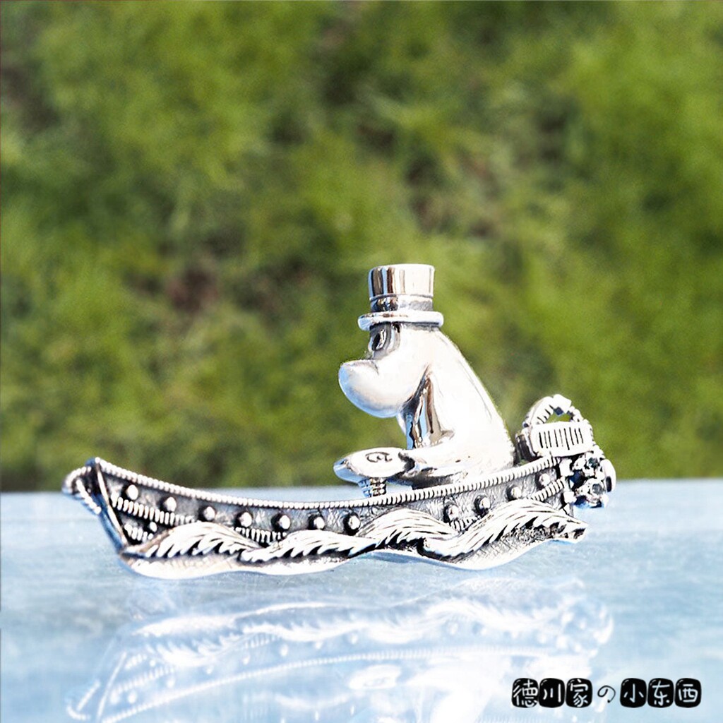 日本代购 moomin 姆明爸爸 驾船冒险 休闲时尚 925银 胸针 别针