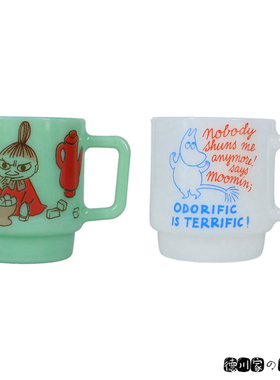 日本代购 Moomin 姆明一族 亚美 绿色 白色 经典 玻璃杯 咖啡杯