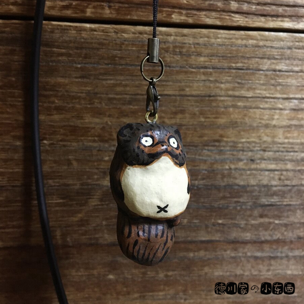 日本代购 匠人手工 昭和风 大尾狸猫 黏土 手机包包钥匙 挂饰挂件