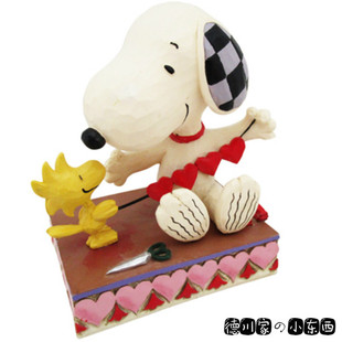 日本代购 Snoopy 史努比与糊涂塔克 爱心串 可爱 卡通 树脂 摆件