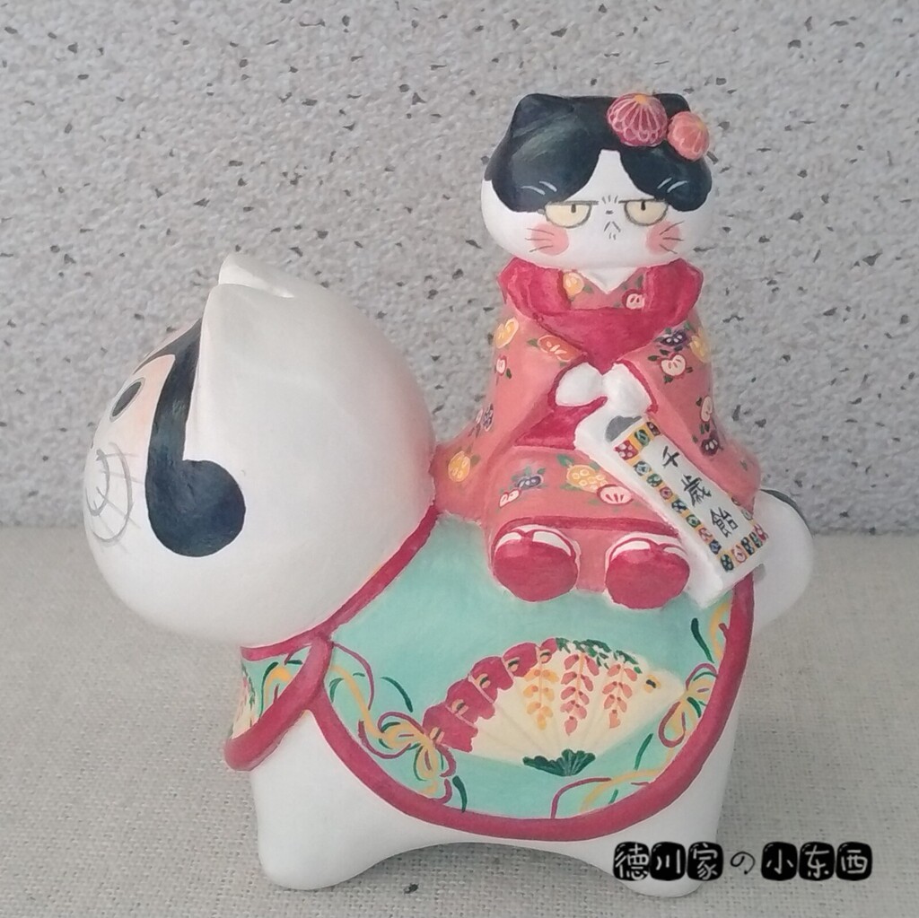 日本代购 匠人手工 生气猫咪 骑马的女童小猫 可爱 趣味 个性摆件