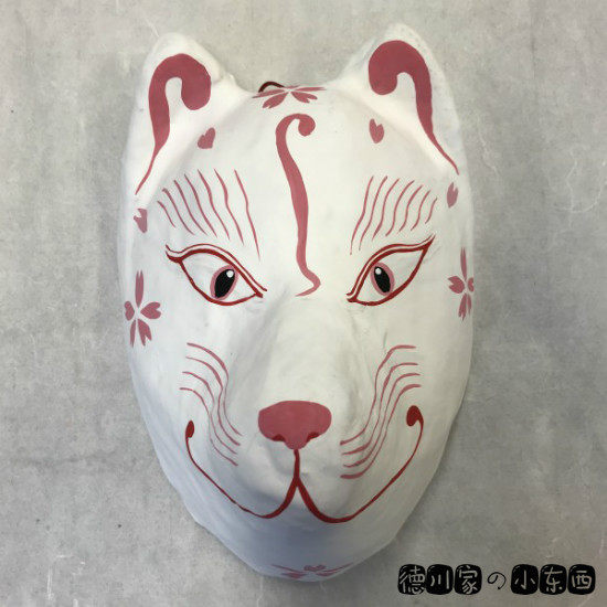 日本代购 春日部张子人形 白樱狐面 狐狸 和纸面具 挂件 挂饰墙饰