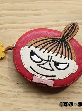日本代购 Moomin 亚美 联名 牛皮 红色 化妆包 小物收纳包 手包