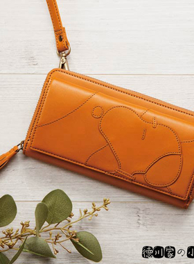 日本代购 Snoopy 史努比 黄色 牛皮 休闲 长款钱包 钱夹 单肩小包