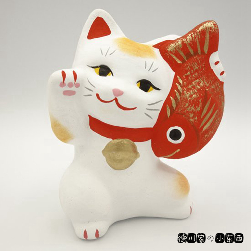 日本代购 匠人手工 岛根 鲷鱼 招财猫 右手 可爱 招福 好运 摆件