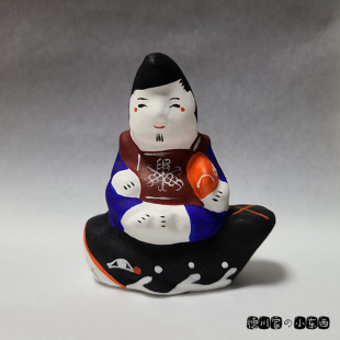 日本代购 匠人手工 土人形 鲸鱼上的惠比寿 七福神 民俗和风摆件