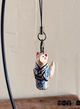 日本代购 匠人手工 昭和风妖怪 浴衣狐狸 包包 可爱 黏土挂件挂饰