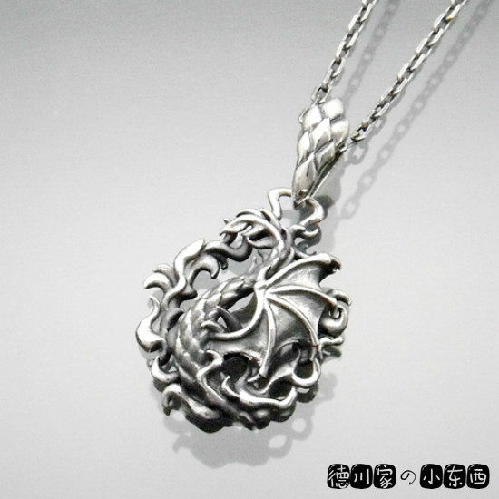 日本代购fairy tail妖精的尾巴火龙王伊古尼鲁925银项链吊坠首饰