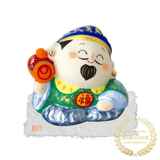 日本代购传统和风微笑七福神之大黑天招福可爱迷你陶土摆件