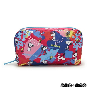 日本代购 snoopy 史努比 联名 红蓝色 化妆小物收纳包 时尚女手包