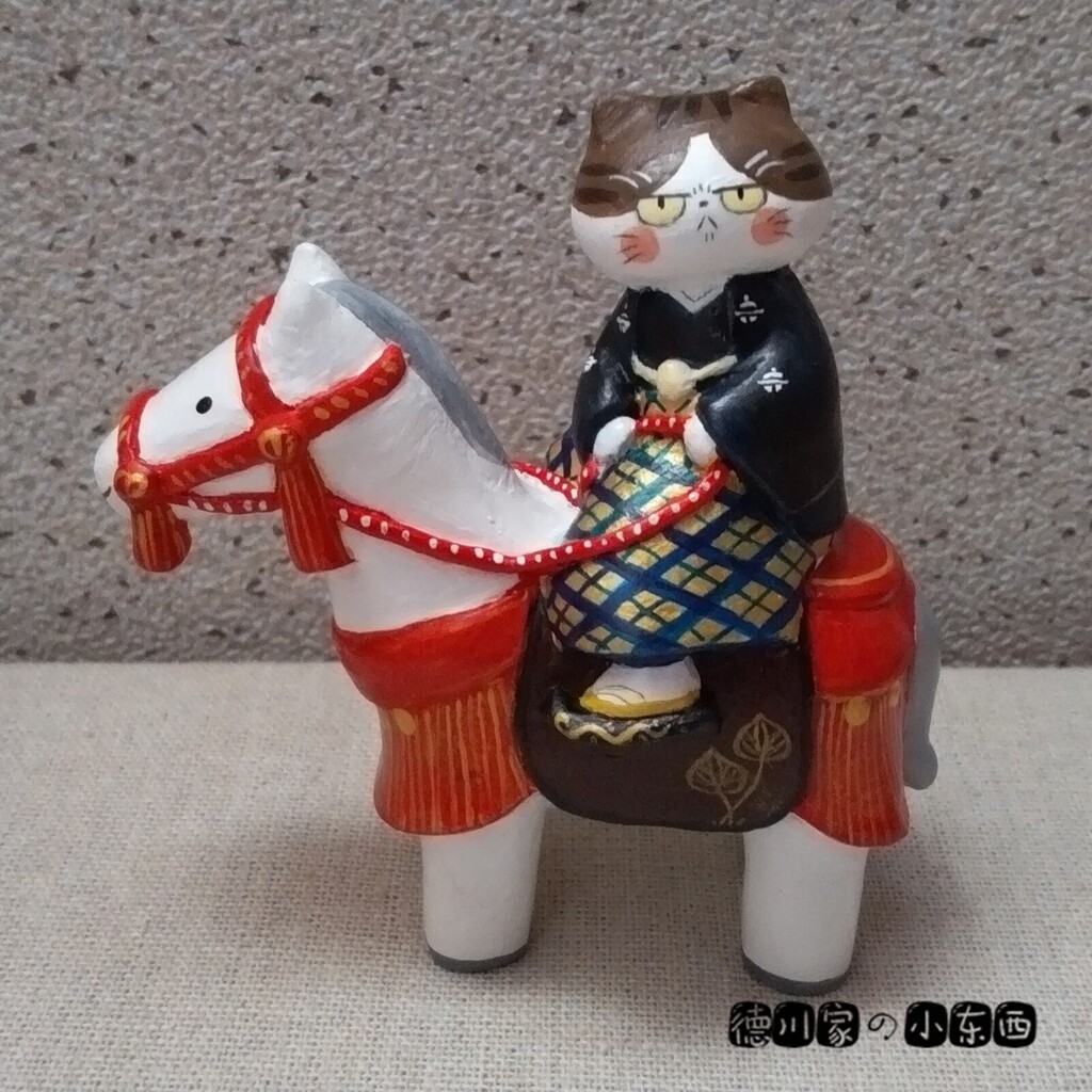 日本代购 匠人手工 生气猫咪 男猫 和服 骑马 可爱 民俗 工艺摆件