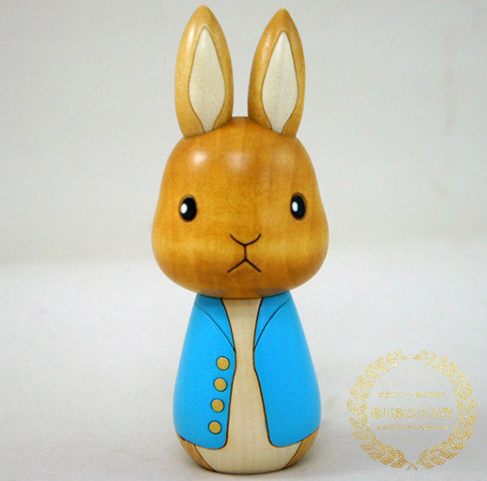 日本代购传统和风卯三郎彼得兔可爱手工木偶小芥子人偶特色摆件大