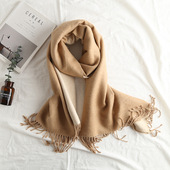 2020韩版 新款 纯色围巾双面双色流苏百搭围巾秋冬加厚披肩20色