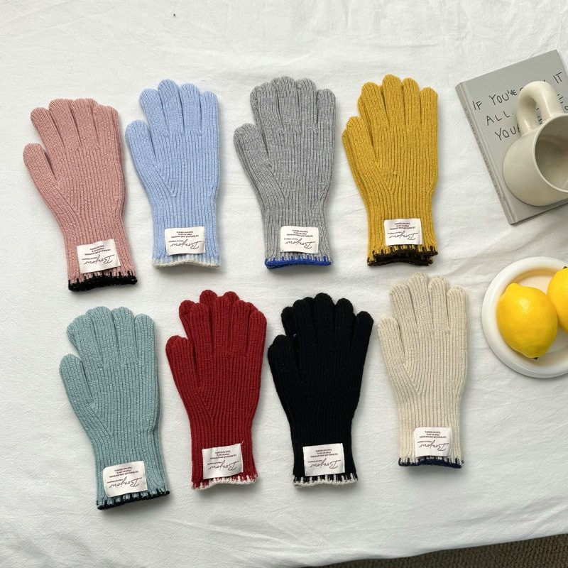 韩版ins贴布标针织手套女秋冬季学生骑行保暖护手长款五指可触屏,服饰配件/皮带/帽子/围巾,手套,淘宝优惠券,粉丝福利购,淘宝优惠卷