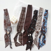 复古美拉德棕色碎花丝巾时尚 老钱风轻奢高级感气质小方巾懒人领巾