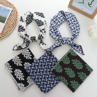 60*60cm方巾碎花波点棉领巾装饰头巾文艺复古小清新ins腰花