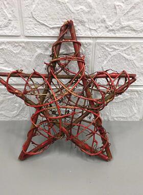 仿真工艺品土伏藤编五角星 环境布置装饰品 圣诞节庆橱窗布景装饰