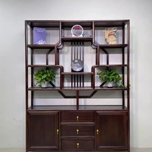 全实木博古架多宝阁金花梨木云端博古架古董架茶架客厅隔断展示柜