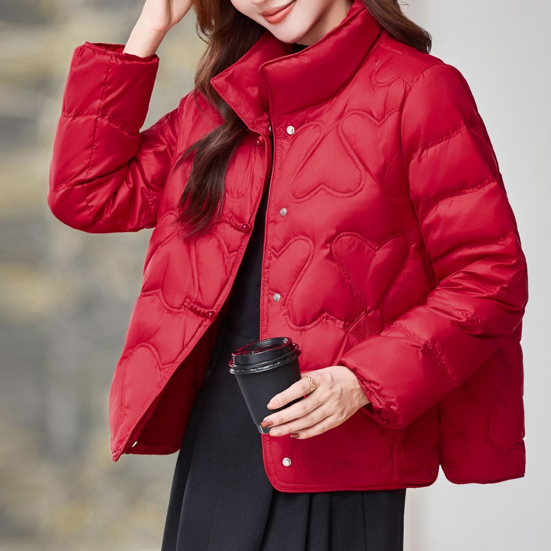 轻薄羽绒服女短款2025新款冬季爆款立领保暖白鸭绒内胆小个子