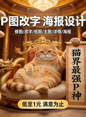 专业P图改字ps修图无痕批图片处理PDF文件照片精修去水印淘宝抠图