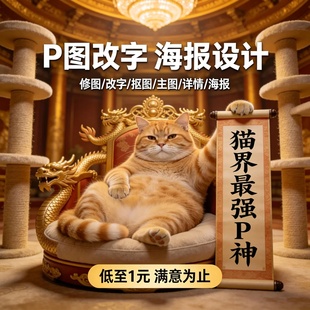 专业P图改字ps修图无痕批图片处理PDF文件照片精修去水印淘宝抠图