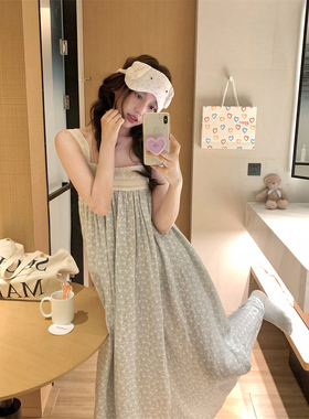 蕾丝碎花温柔浪漫法式家居服睡衣吊带睡裙