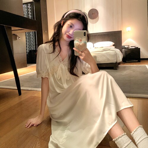 凉感冰丝v领睡裙女夏季2026新款