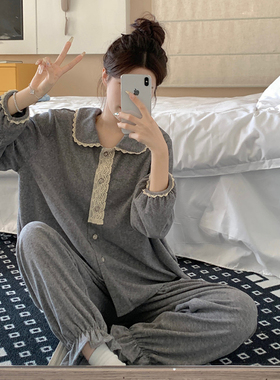 韩版毛巾绒娃娃领睡衣女冬季新款保暖双面牛奶绒宽松可外穿家居服