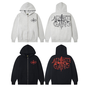 美式CORTEIZ字母印花连帽拉链开衫加绒卫衣男女秋冬潮牌外套帽衫