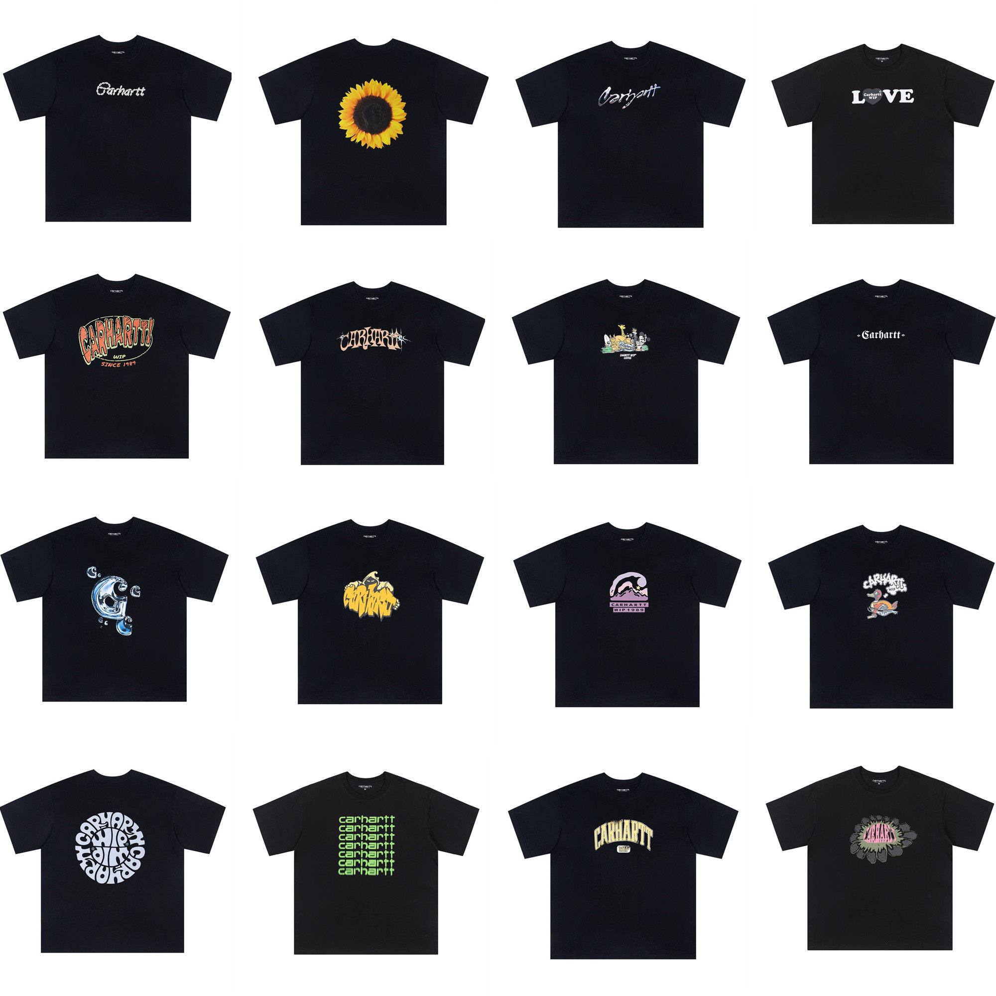 潮流百搭美式高街复古咔哈T恤男夏季宽松短袖重磅纯棉半袖上衣男