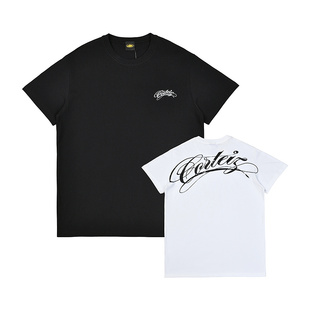 corteiz美式潮牌夏季t恤男女同款草写字母印花宽松纯棉短袖T恤衫
