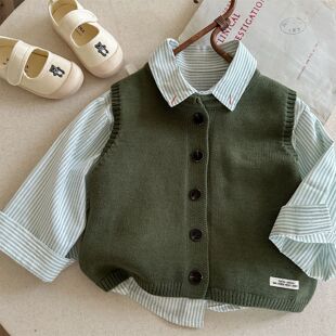 儿童毛衣2025秋季新款韩版百搭时尚马甲男女童宝宝上衣森系针织衫