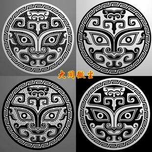 圆形兽面精雕图单面兽面jdp/bmp格式雕刻机模型  圆饕餮纹