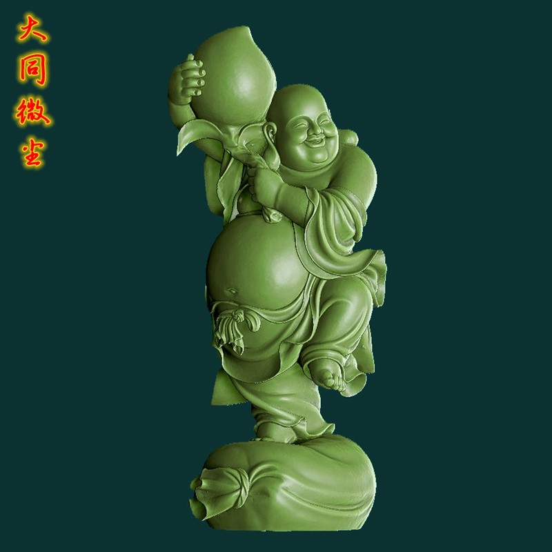 弥勒佛3D立体雕刻图佛像雕刻STL格式  送寿单脚踩布袋弥乐佛